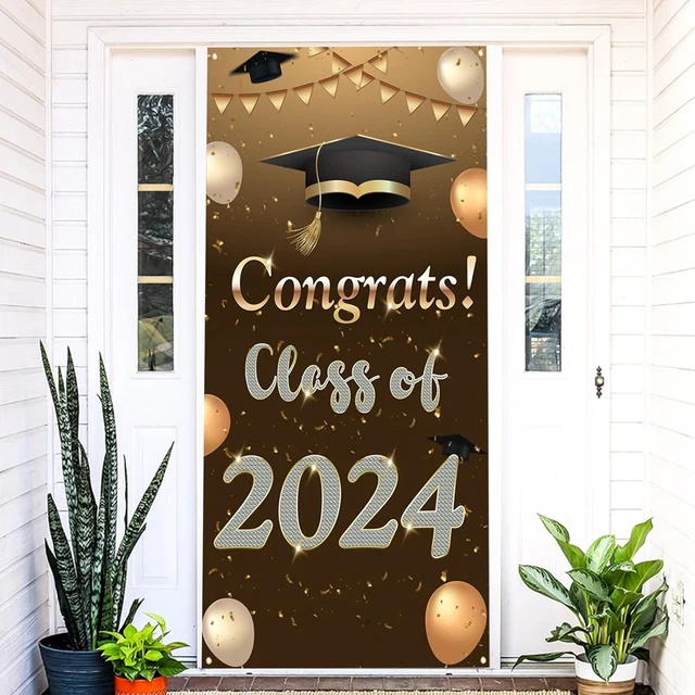 CONGRATS CLASS OF 2024 Door Banner, 2024 Porch Sign Banner, Congrats
