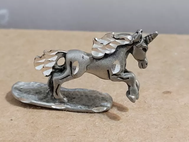 Super Adorable Vintage Tiny Miniature Cuter Pewter Unicorn 1 Inch Tall