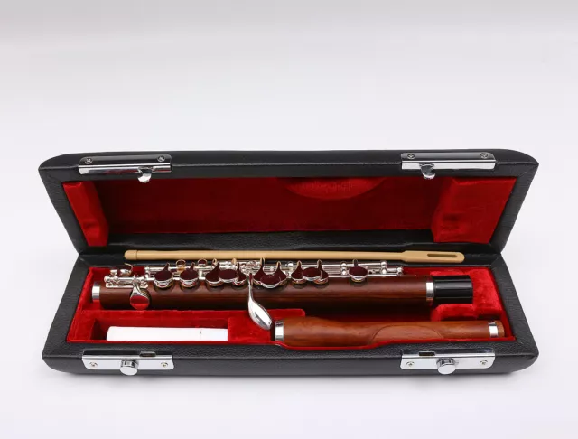 Advanced C key Piccolo Rosewood Body Case New  with Silver Plated Closed Hole 2