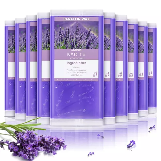 Karite Lavender Paraffin Wax Refill, 10 Packs = 4.4lb, Moisturizing, Nourishing,