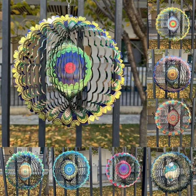 Iron 3D Color Wind Chime Garden Pendant Wall Hanging Decor 3D Wind Spinner