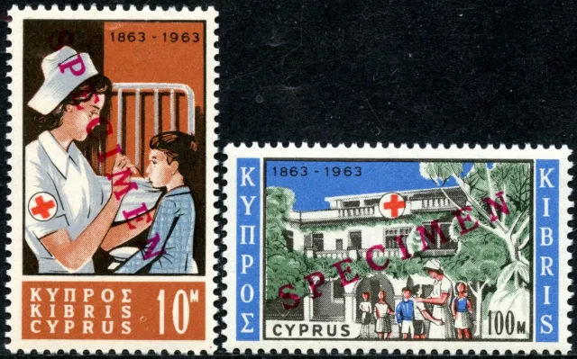 Zypern Nr. 223-24 **, 1963, 100 Jahre Rotes Kreuz mit Aufdruck "SPECIMEN", kpl.!