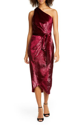 Ted Baker Abinaa One Shoulder Draped Metallic Dress Size  8 US,Ted Baker Size 3