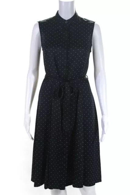 Equipment Femme Womens Polka Dot Button Down A Line Dress Black White Size 8