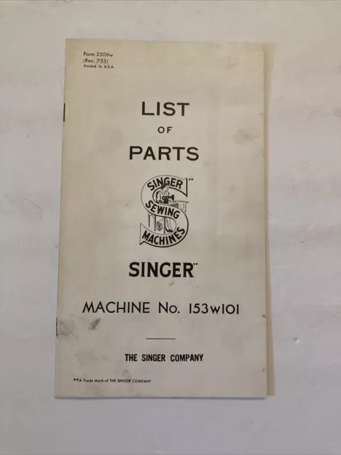 Máquina de coser original genuina lista de piezas 153w101 folleto ilustrado