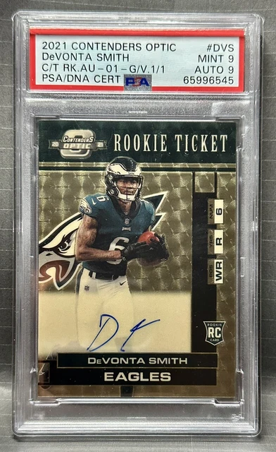 2021 DEVONTA SMITH Contenders Optic Rookie Ticket GOLD VINYL 1/1 PSA 9/9