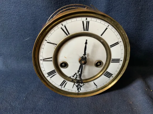 Large Antique  Clock Movement Dial Hands Part Working