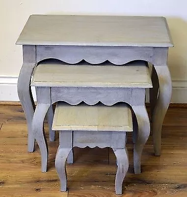 Bourdeilles Nest of 3 Tables Sold Shabby Chic in Mango 2
