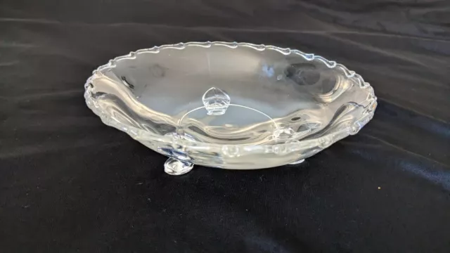 Vintage Fostoria Century Pattern Three Footed Bonbon Bowl Clear Glass 7 1/4 Inch