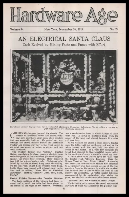 1914 Churchill Hardware Santa Photo Galesburg Illinois 2-Page Article Print Ad