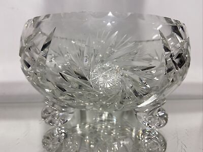 VTG. AMERICAN BRILLIANT PERIOD DESIGN (ABP) CUT Crystal 7 3/4" FOOTED PIN WHEEL