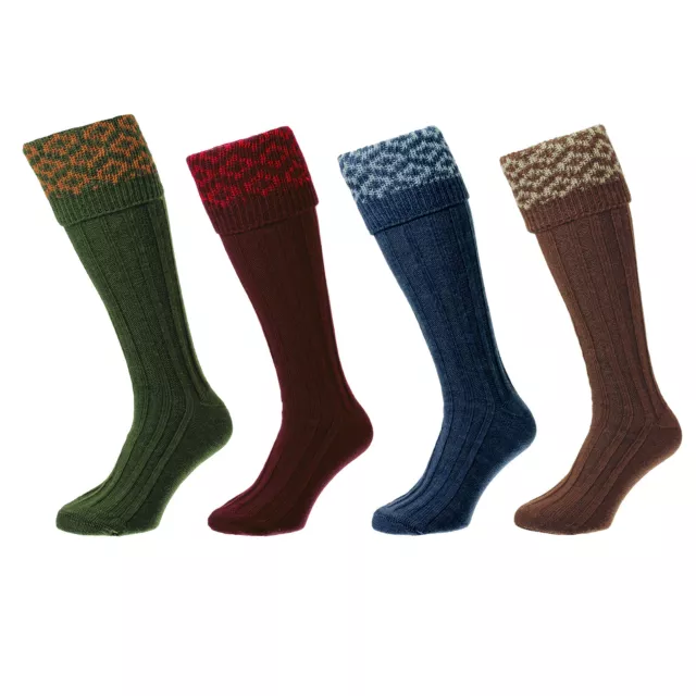 Bisley Shooting Socks - Pattern Top - Wool Blend traditional hunting stockings