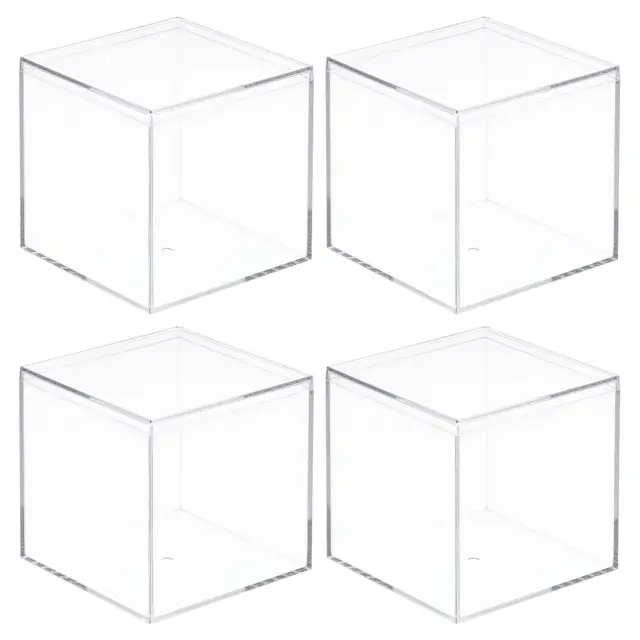 Transparente Acrílico Plástico Almacenamiento Caja,9.5x9.5x9.5cm Paquete de 4