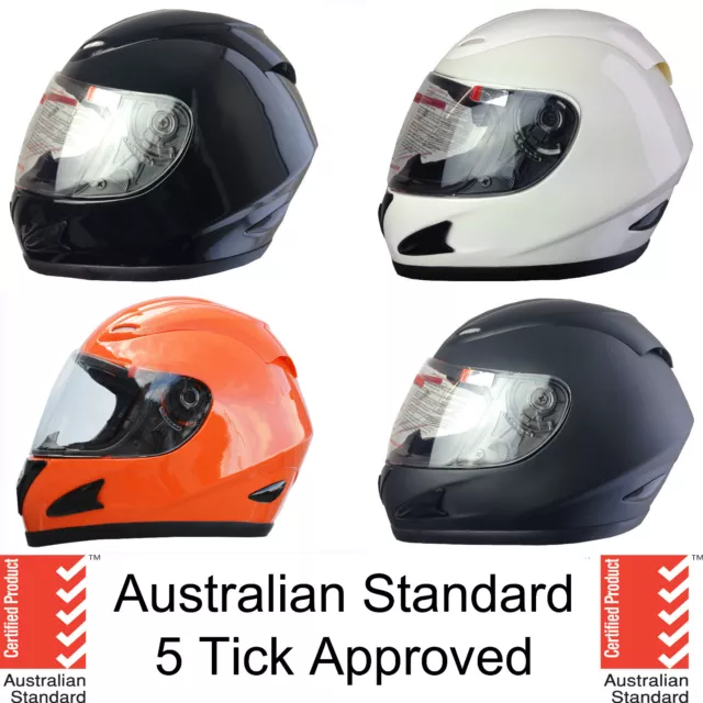 NEW FULL FACE MOTORCYCLE HELMET ADULT SIZES XS, S, M, L, XL 5 tick approved FULL