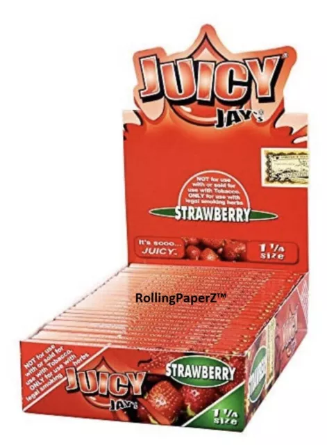 Juicy Jay's Strawberry 1 1/4 Hemp Rolling Papers New Sealed Box of 24 Packs