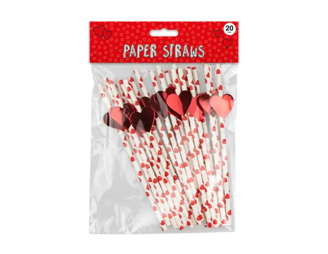 20 Pack Heart Print Paper Drinking Straws Party Wedding Birthday Valentine Party