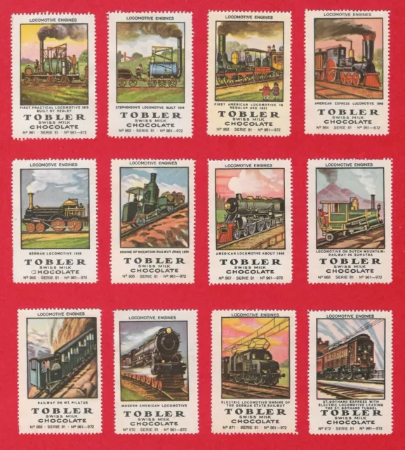 Poster Stamps Locomotive Engines Hedley 1813, Stephenson´s Sumatra American 1848