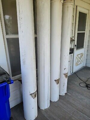 4 Vintage/Antique 83" Round Wood Load Bearing Structural Porch Columns from 1912 3