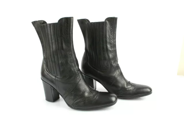 Bottines Tout Cuir Fleuri Noir T 39 Très bon état
