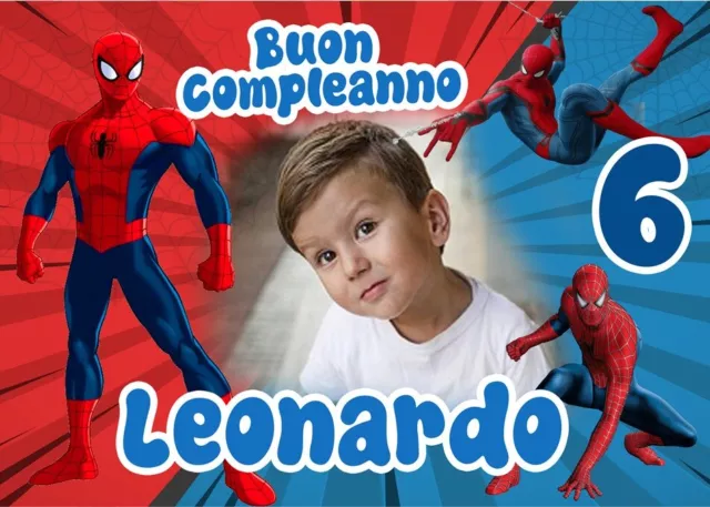BANNER STRISCIONE compleanno - Spiderman - CON NOME foto ed età bimbo/a