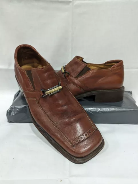 Angus Westley Mens Brown Shoes Slip On Square Toe Shoes Size 40 / Size 6