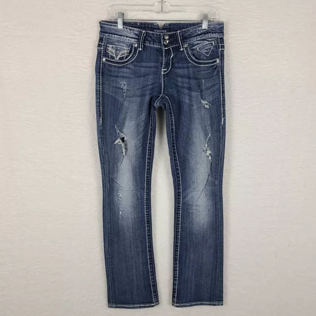 Vigoss Jeans Womens 5/6 - 33 The Chelsea Slim Boot Cut Distress Dark Wash