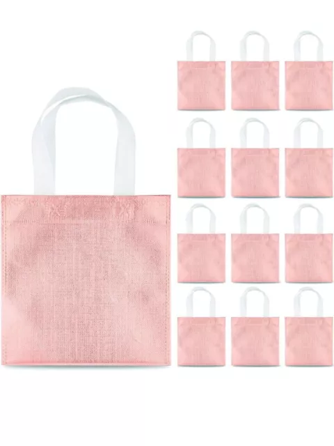 24 Pieces 8''x8'' Non-Woven Small Party Bags Gift Bag Reusable Rose Gold Tote