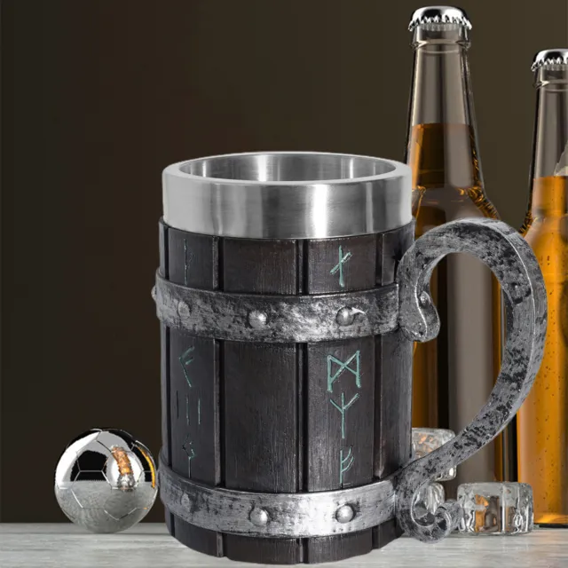 550ml Drinking Mug Leak-proof Refill Water Creative Resin Viking Beer Mug Easy