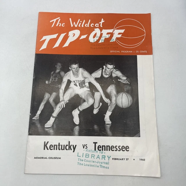 1960 The Wildcat Tip-Off Basketball Official Program - Kentucky VS Tennessee