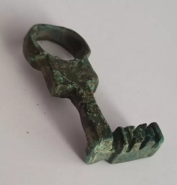 Very Fine Ancient Roman Bronze Casket Key Ring 100-400 Ad