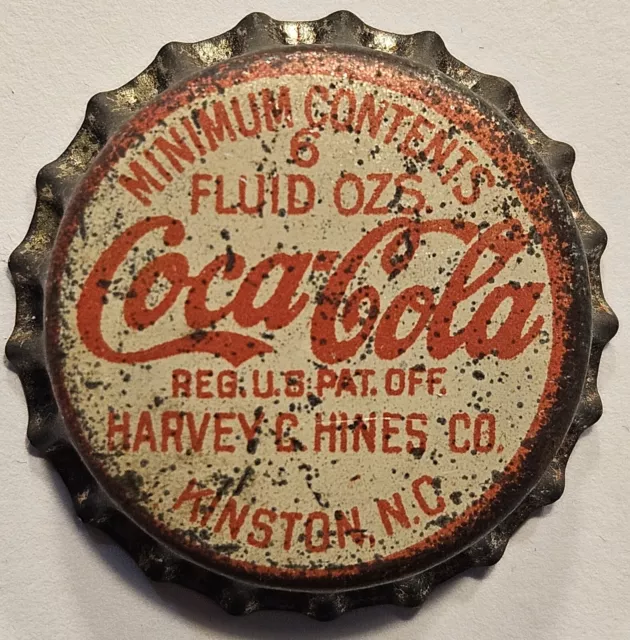Early Coca-Cola Cork Lined Soda Bottle Cap; Harvey Hines Co, Kinston NC - Unused