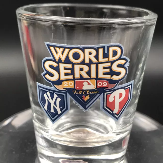 2009 World Series NY Yankees vs Philadelphia Phillies Shot Glass 2.25" Tall