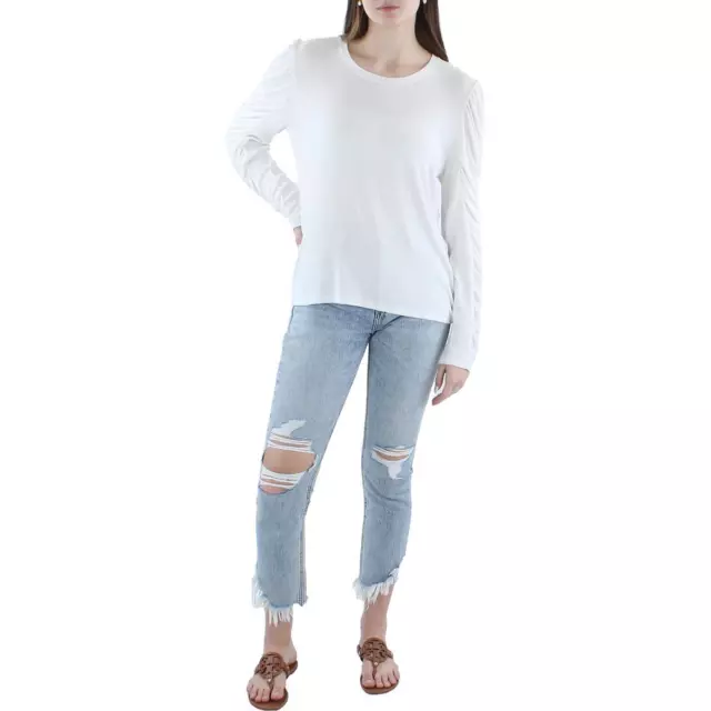 Veronica Beard Womens Delara  White Ribbed Knit Pullover Top Shirt XL BHFO 5387