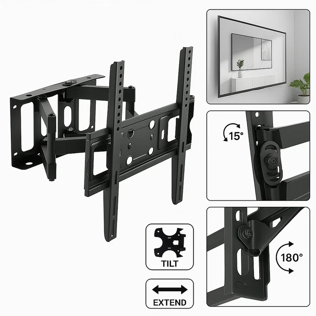 STAFFA PORTA TV MONITOR 14 19 22 24 26 32 37 POLLICI SUPPORTO BRACCIO MURO 118 - Foto 11