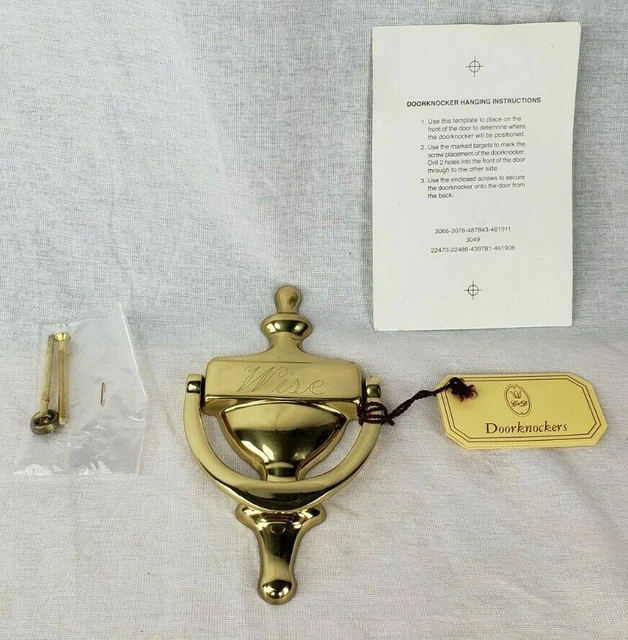 Vintage Brass Door Knocker Custom Engraved "Wise" Family Name NOS