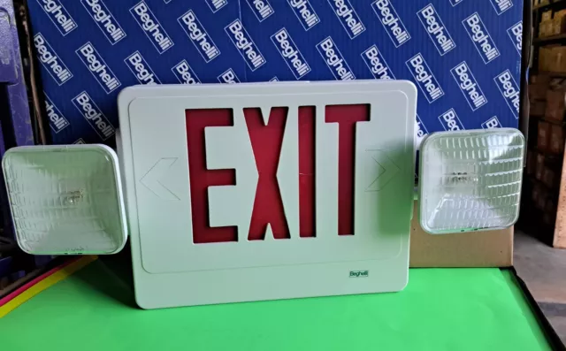Beghelli Exit Lamp XCLRUW Thermoplastic Combo LED Exit & Emergency Lighting *NIB