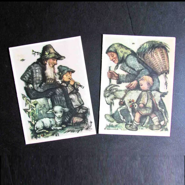2 Hummel VTG Greeting Cards Grandparents Mentors 1940s Unused Ars Sacra FREE SH