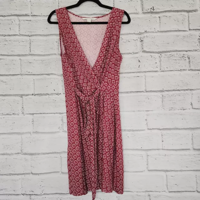 Diane Von Furstenberg 100% Silk Red Bella Patterned Wrap Dress Womens Size 10