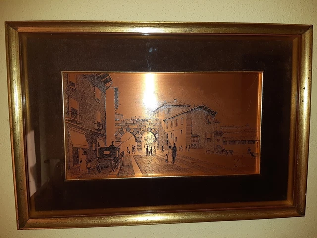 Quadro Incìsione Su Rame 'Milano Arco..'