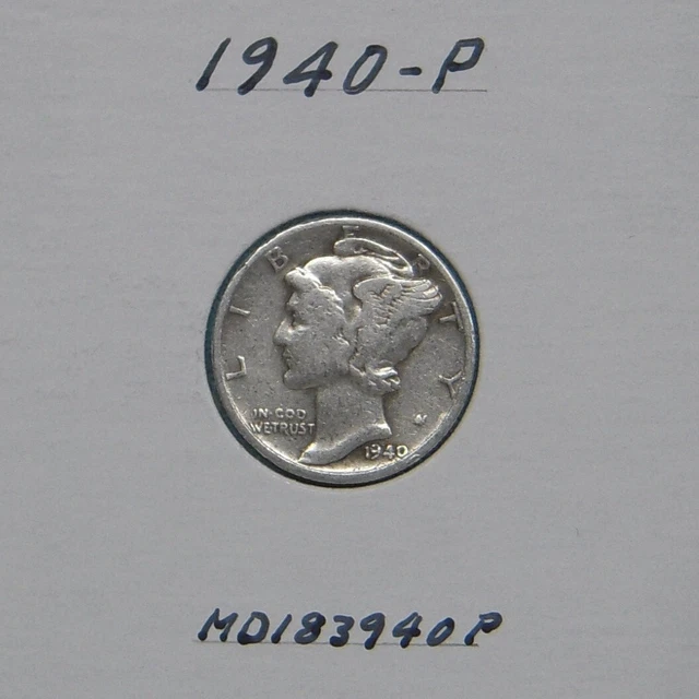 1940-P Mercury dime, 90% silver dime