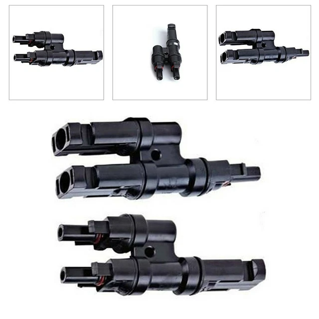 New 2x Solar Panel T Branch Connector Cable Splitter Coupler Combiner