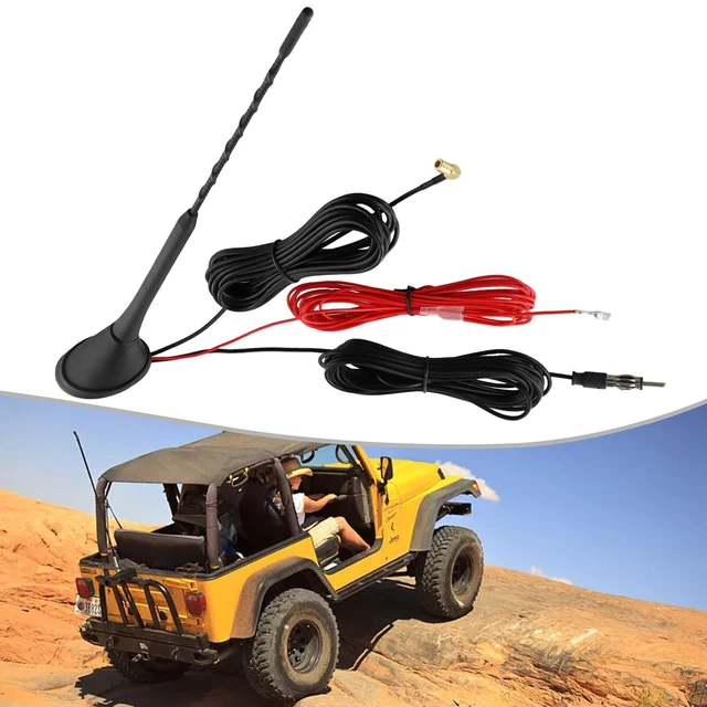Antenna Radio AM/FM Per Auto Con Amplificatore Integrato – Segnale Stabile – Gomma Morbida – Universale Per Camion E Auto – Cavo 1,35 M