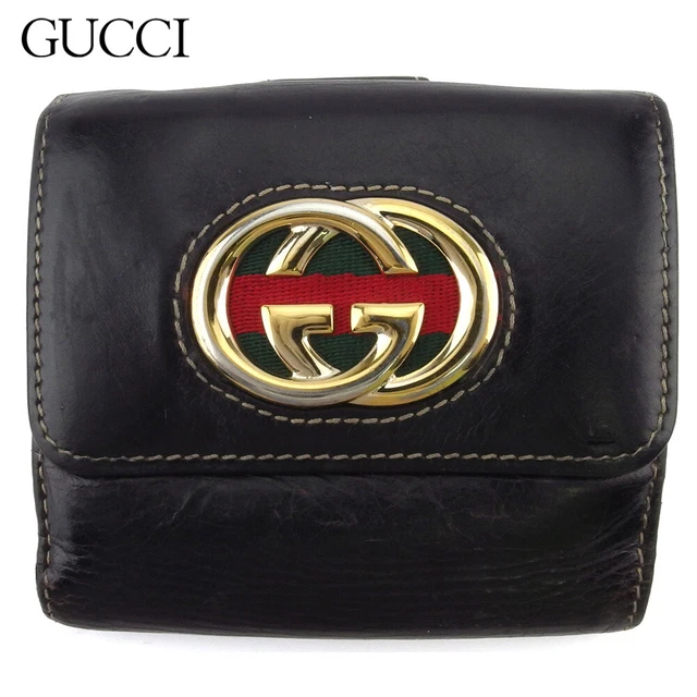 [Japan Used Wallet] Gucci Hook Wallet Brand Bi-Fold Mini Women Mens Outlet Sprin