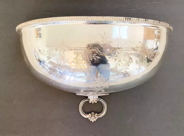 Antigue Georgian English Silver Plate Meat Dome Wall Pocket Planter 18” 1800’s