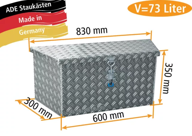 ADE Deichselbox für Profis 800x(600)x300x350mm Riffelblech - D1A28R080-060-30-35