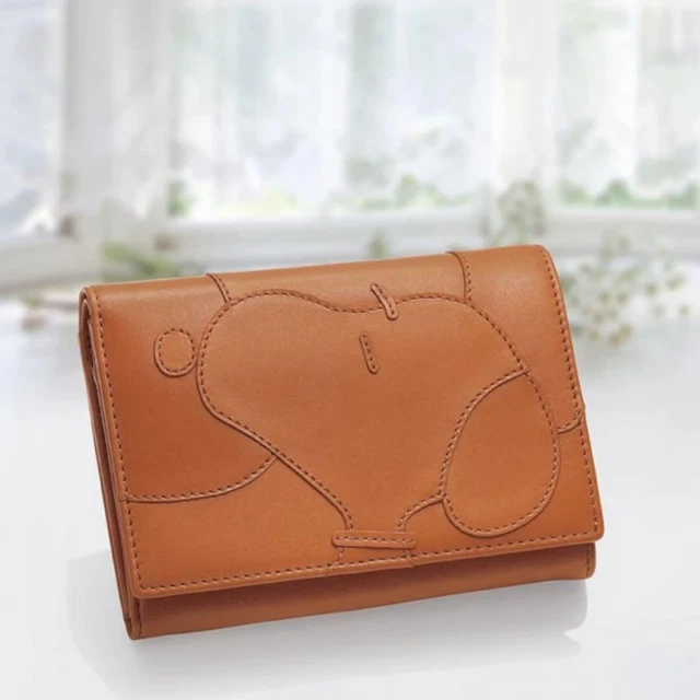 Mid May Snoopy/Bifold Wallet In Natural Leather Peanuts