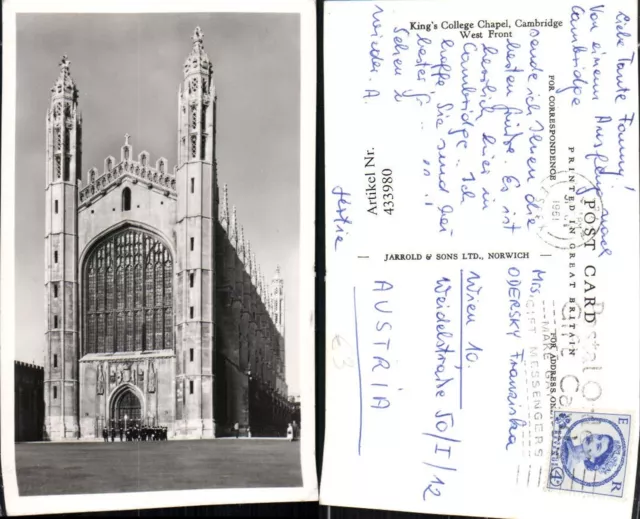 433980,England Cambridge Kings College Chapel Kapelle Kirche