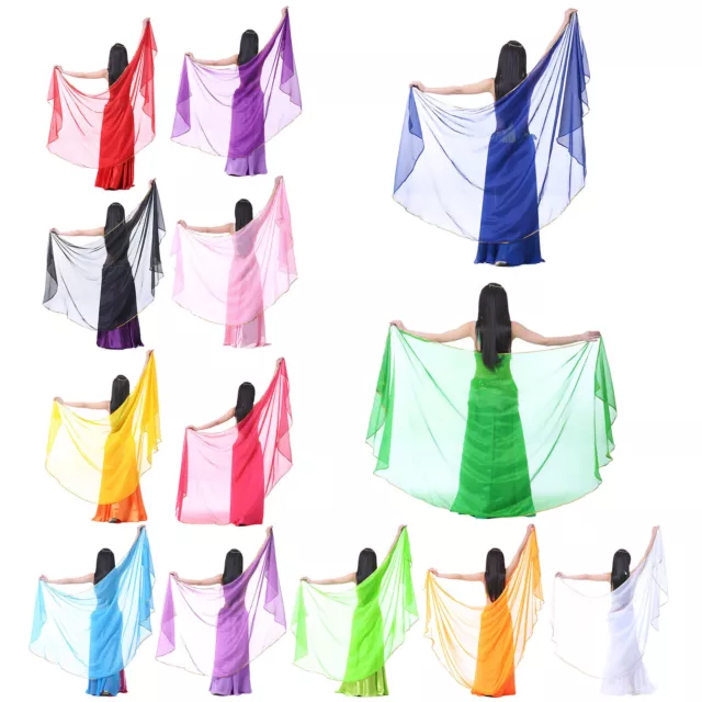 Womens Chiffon Accessories Belly Dance Lightweight Scarf Semicircle Shawl Trim