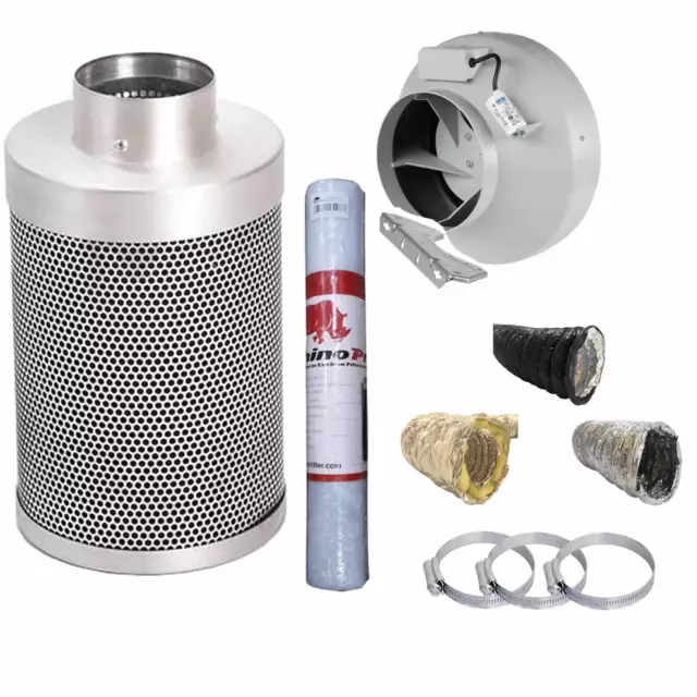 Rhino Pro Carbon Filter Kit 4 Inch RVK Fan Ducting Hydroponics