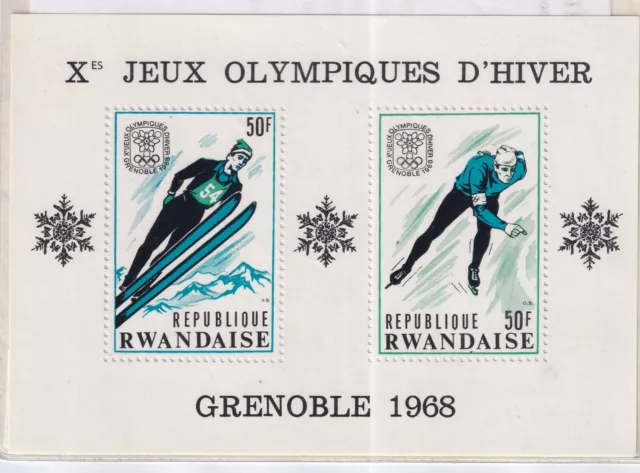 1968 Rwanda Sg: Ms 249  - Grenoble, Winter Olympics Unmounted Mint Mini Sheet